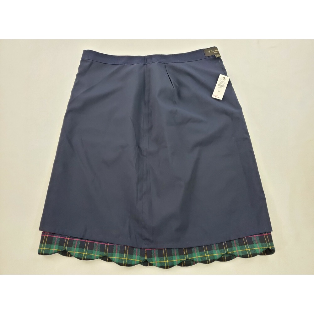 Talbots Petite Scalloped Hem Plaid Wool Blend Skirt Green 2P 53441034 - Picture 9 of 11